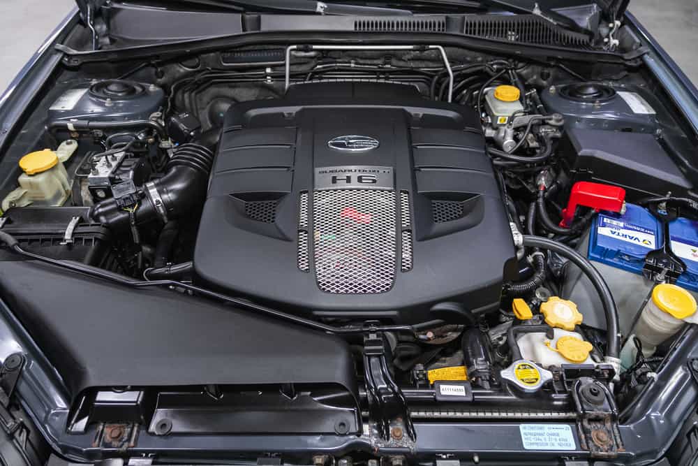 This is a close look at the Subaru Outback engine.