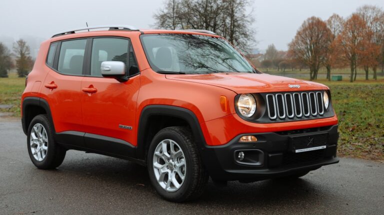 Red Jeep Renegade on the street