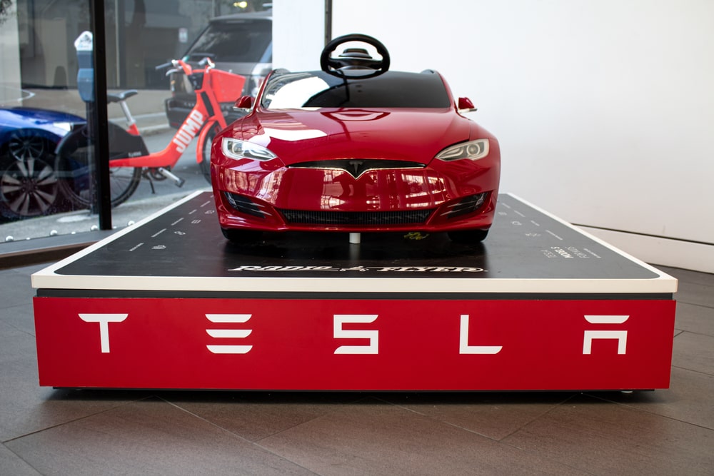 Tesla Model Y on a showroom