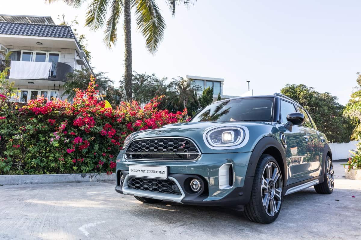 Mini Cooper S parked on the street.