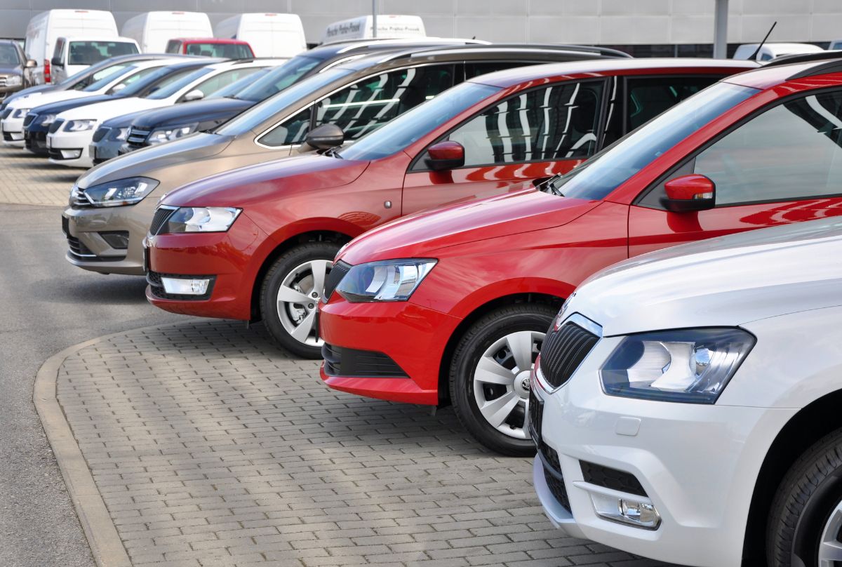 Different types of cars displayed in outdoor.