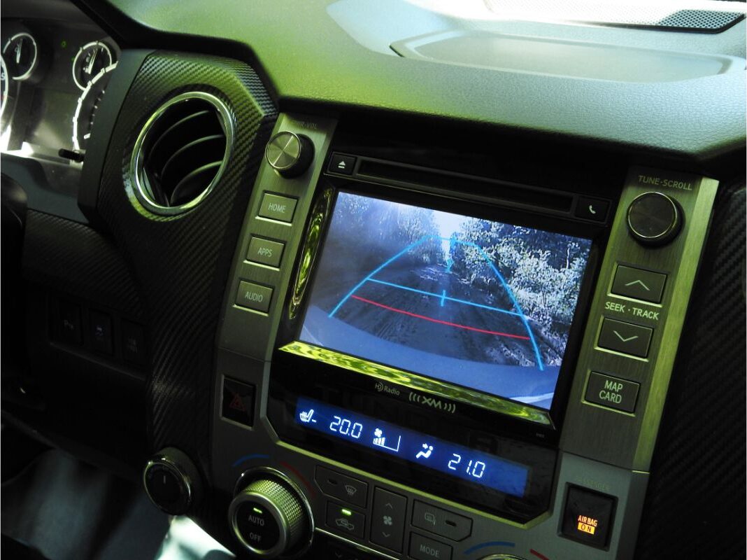 A view of interior part of toyota tundra car.