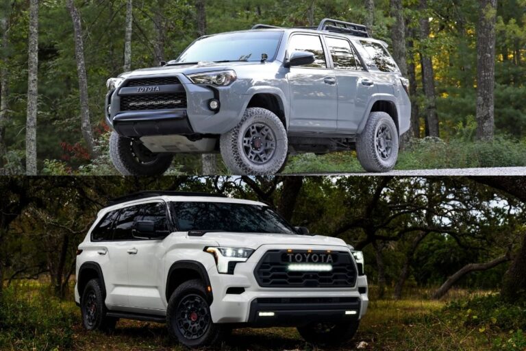 Collage photo of toyota 4runner and toyota sequoia.