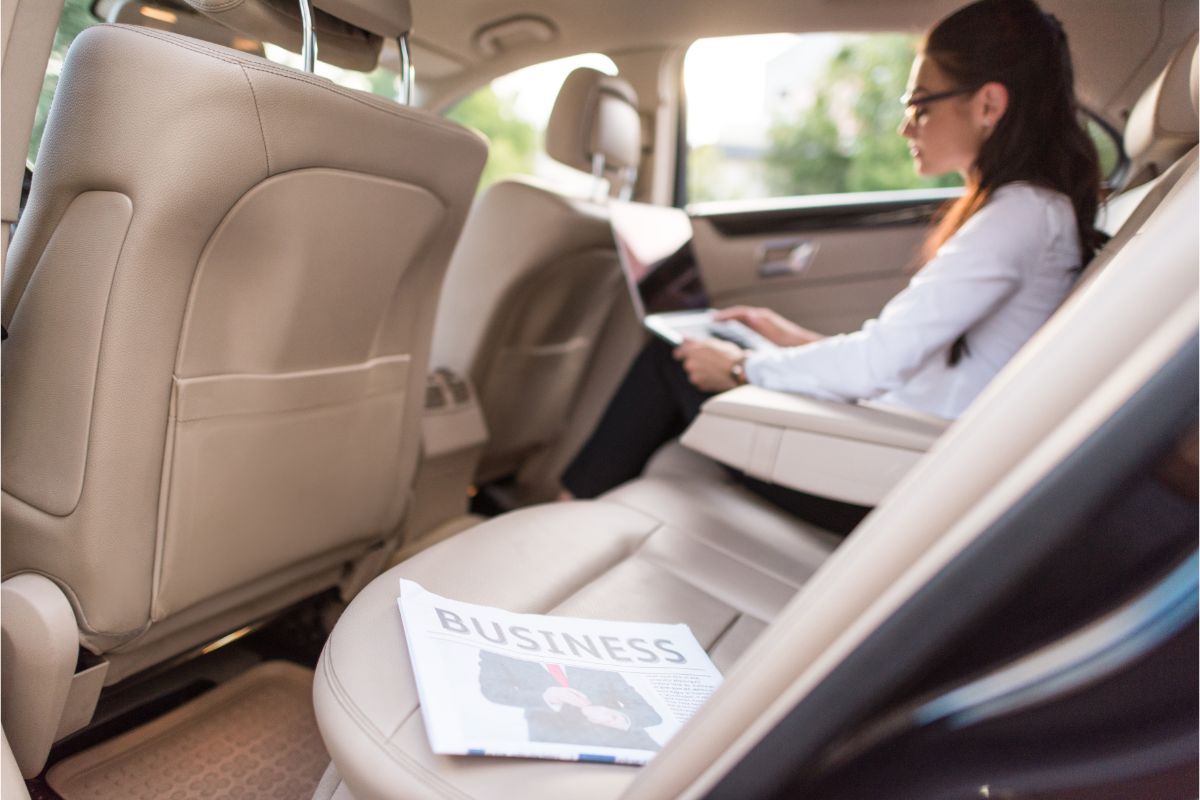 A business paper at the backseat of car.