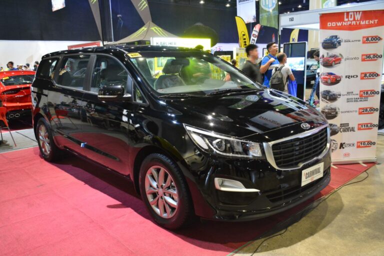 Brand new black Kia Carnival at Kia Dealership in Pasay, Philippines.