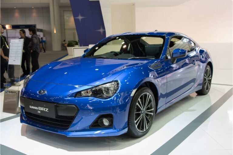 Subaru RBZ in a metallic blue colorway on display at the 31st Thailand International Motor Expo.