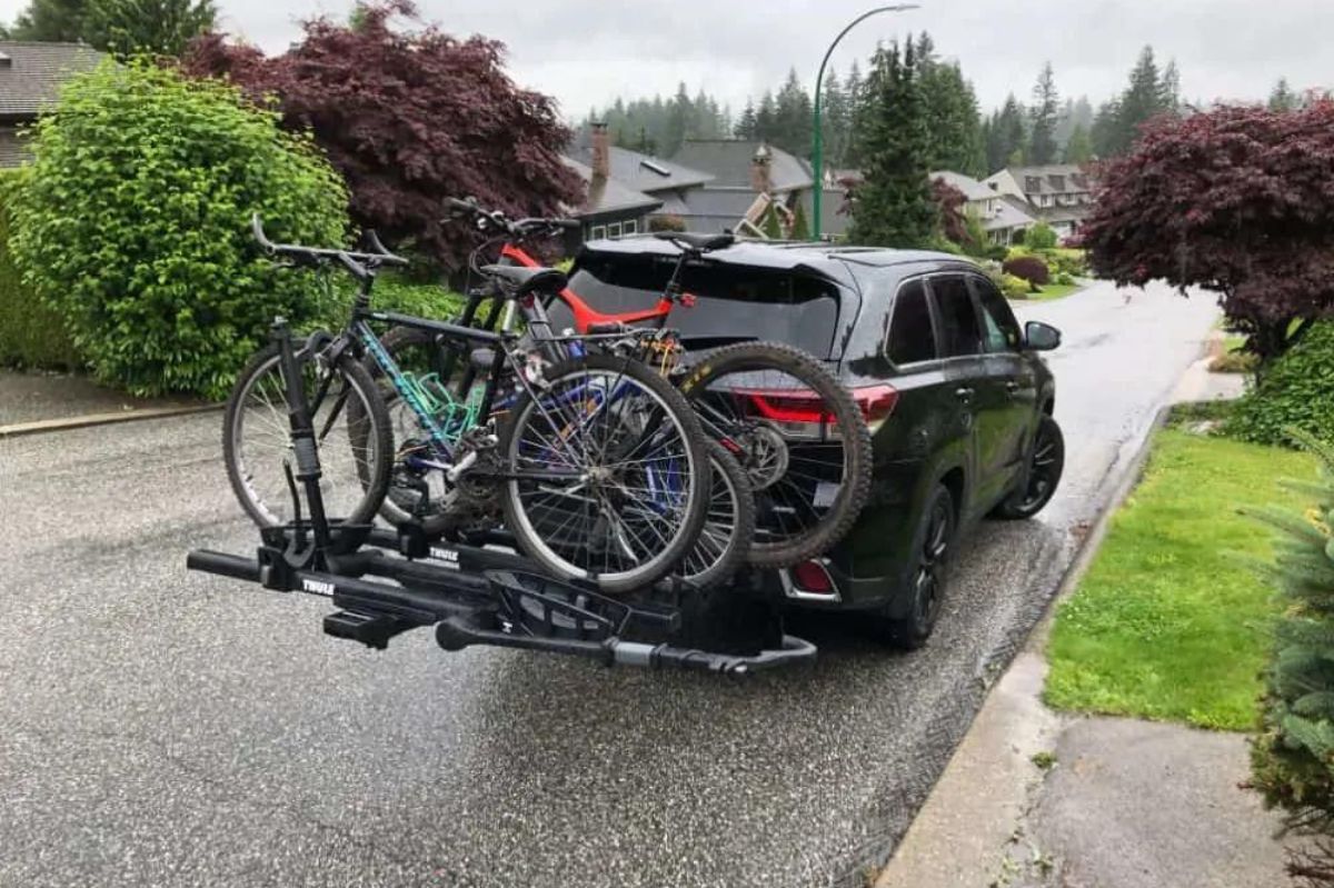 Toyota Highlander SUV with bike rack on rear