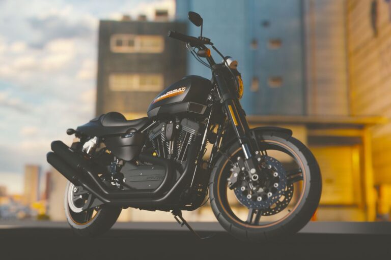 Close-up shot of Honda Shadow on the road.