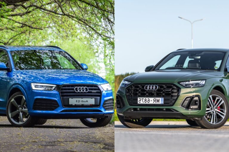 Two cars in one picture, Audi Q3 and Audi Q5.