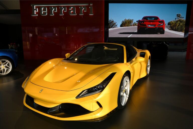 During the motor Show, a Ferrari F8 Spyder was on display.