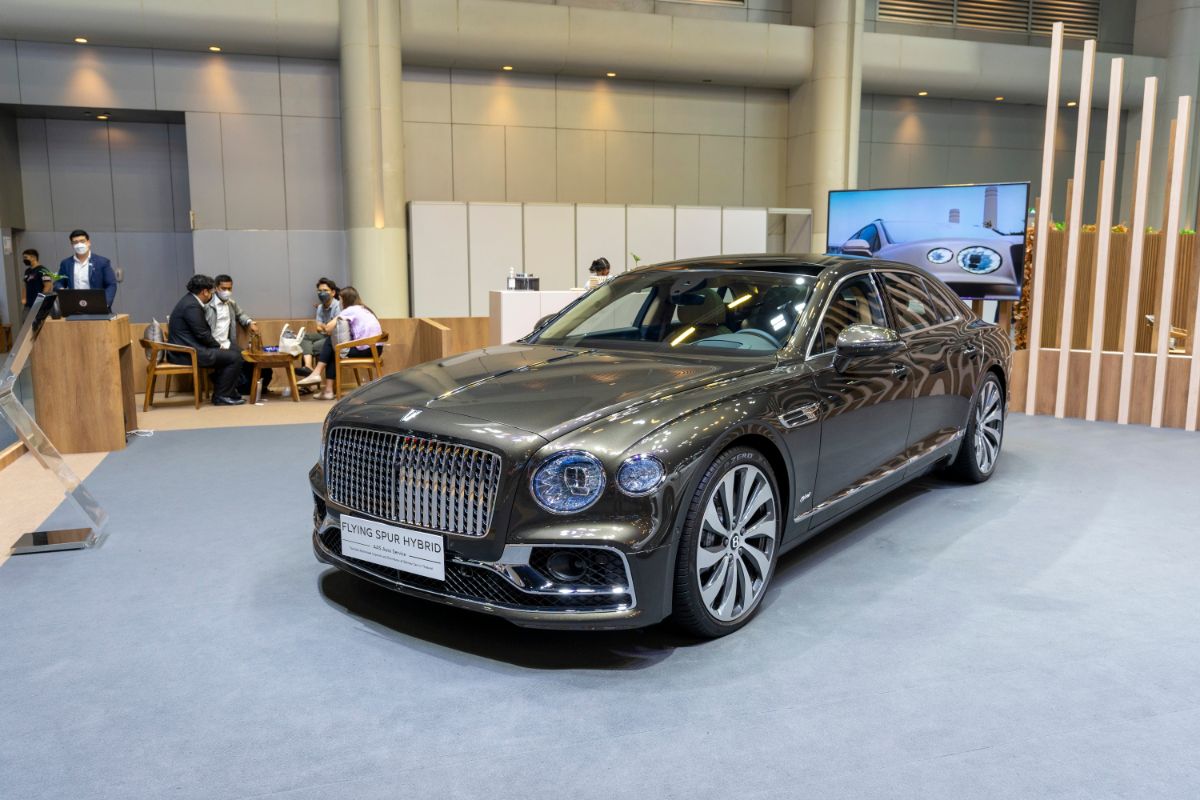 The classic and elagant Bentley Flying Spur Hybrid in display at a autoshow in Bangkok Thailand.