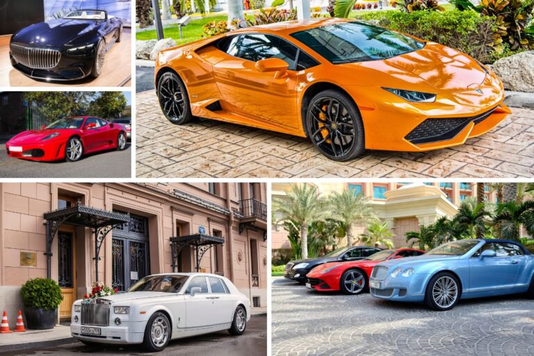 Luxury vehicles photo collage