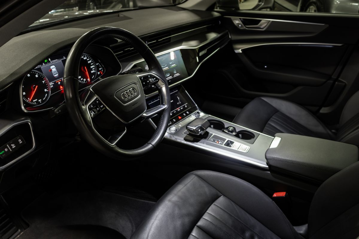 Interior of an Audi A6, front seats.