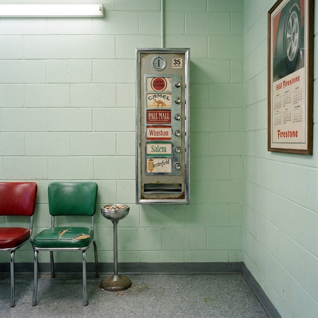The Cigarette Machine Bolted to the Wall in the Waiting Area