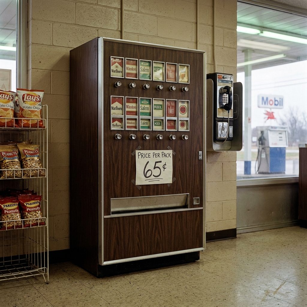 The Cigarette Machine Standing Just Inside the Door Like It Owned the Place