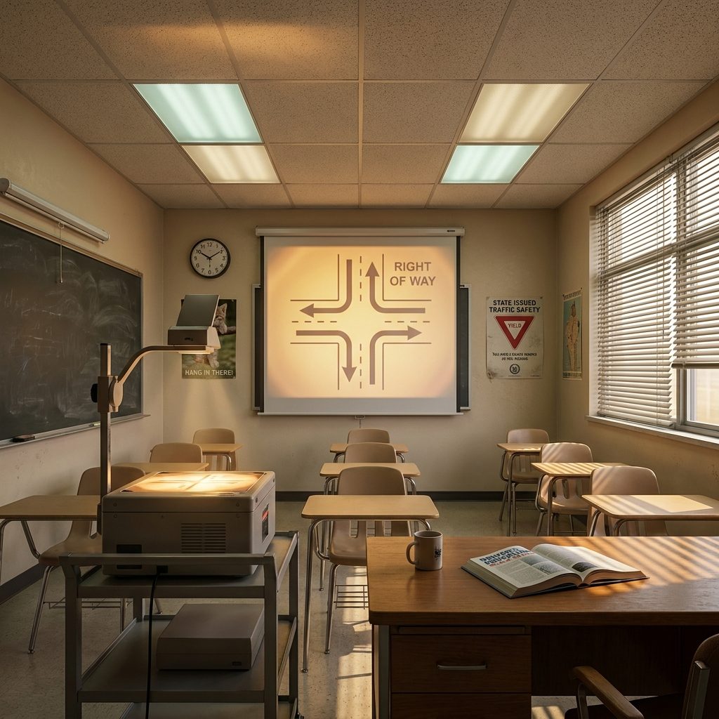 The Classroom Overhead Projector With the Diagram of a Four-Way Stop That Somehow Took an Entire Class Period