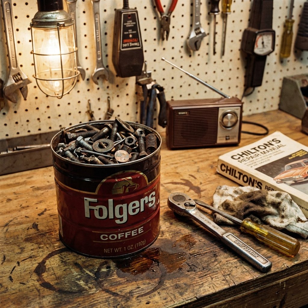 The Coffee Can Full of Bolts, Washers, and Pennies on the Service Counter