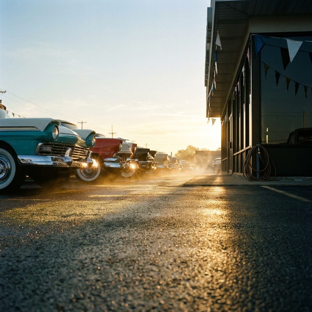 The Fresh Asphalt Smell of the Lot on a July Morning Before the Sun Hit the Chrome