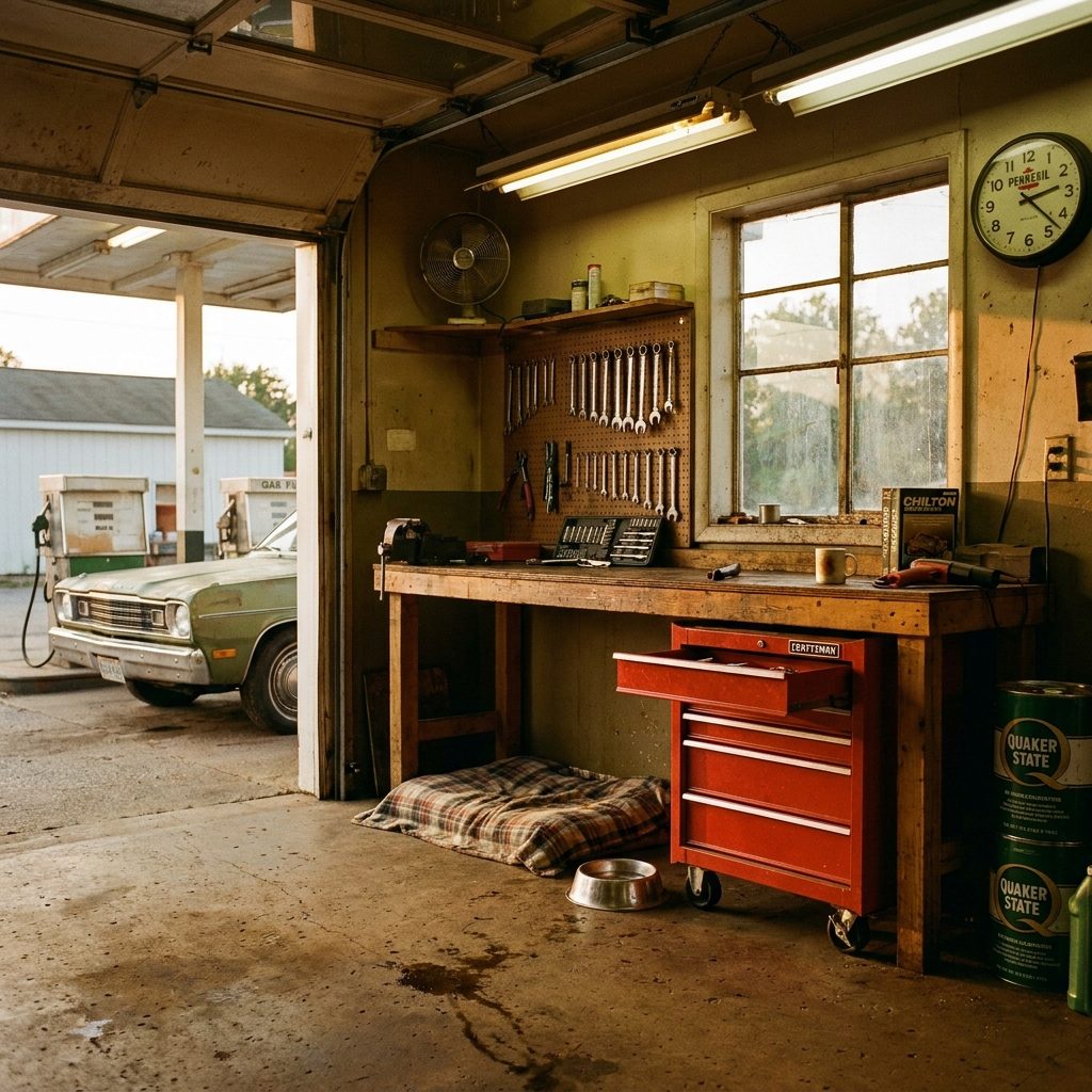 The Mechanic's Dog That Lived Under the Workbench and Greeted Every Customer Like Family