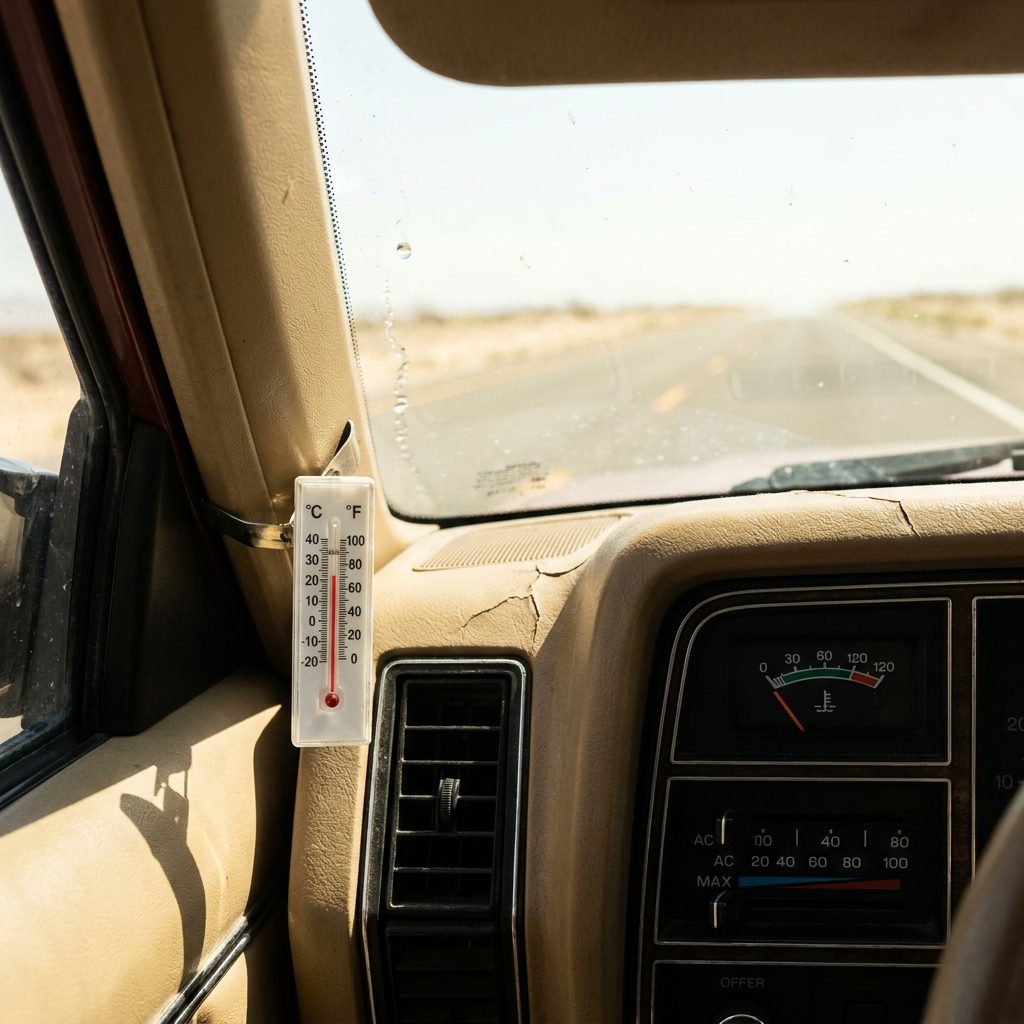 The Moment the Car Thermometer Hit 100 and Everyone in the Backseat Stopped Talking