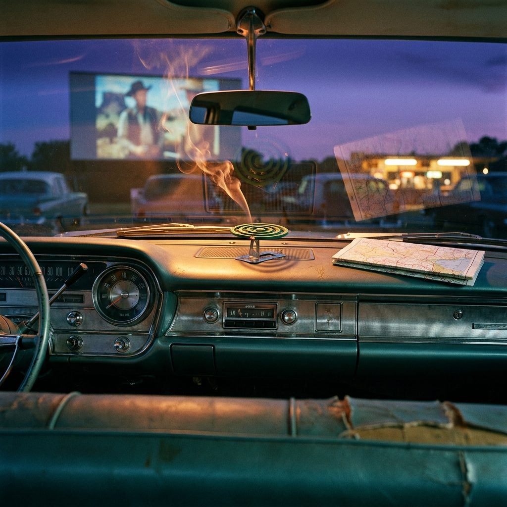 The Mosquito Coil Burning on the Dashboard Like a Tiny Campfire for the Whole Family