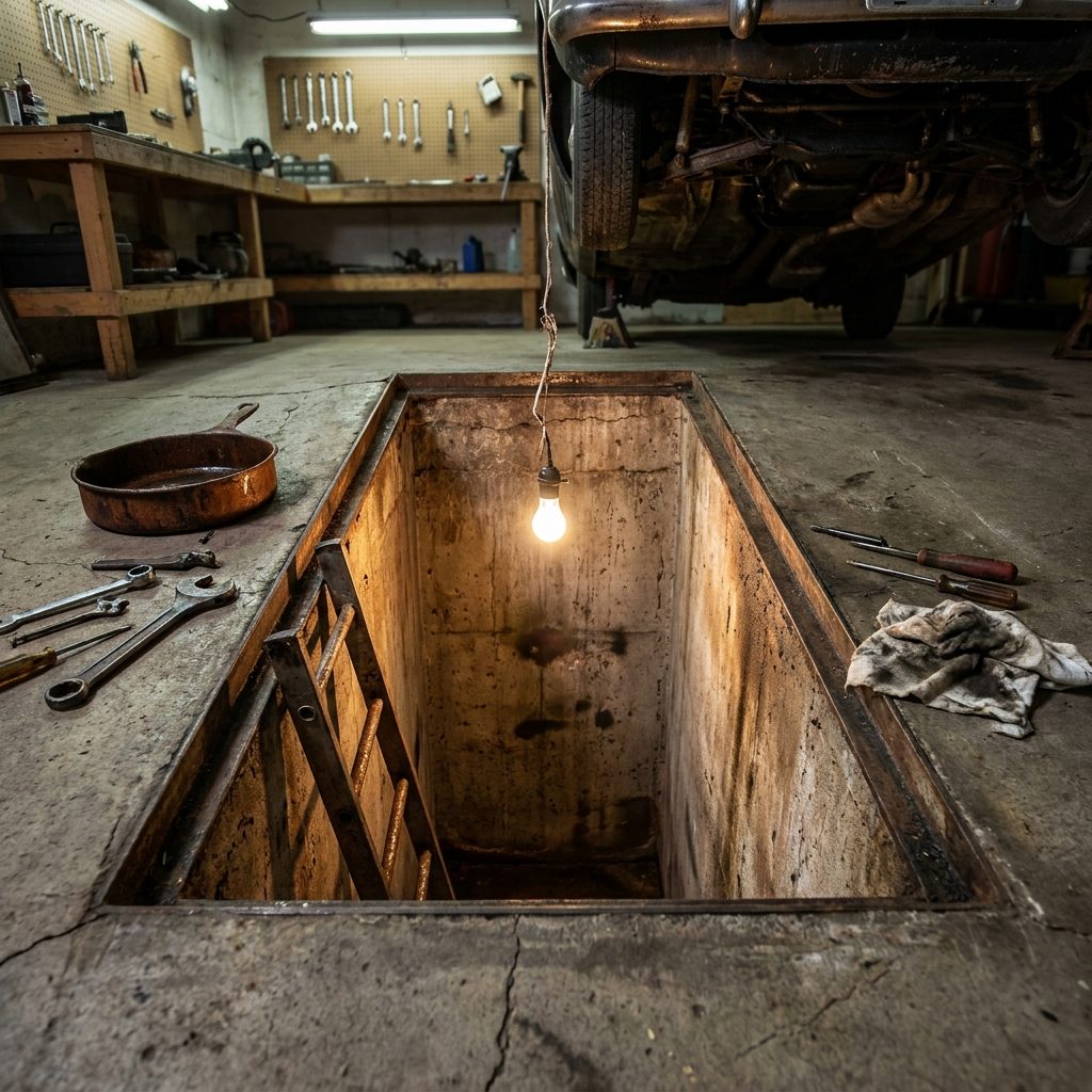 The Pit, Dug Right Into the Concrete Floor, Where the Mechanic Stood Under Your Car