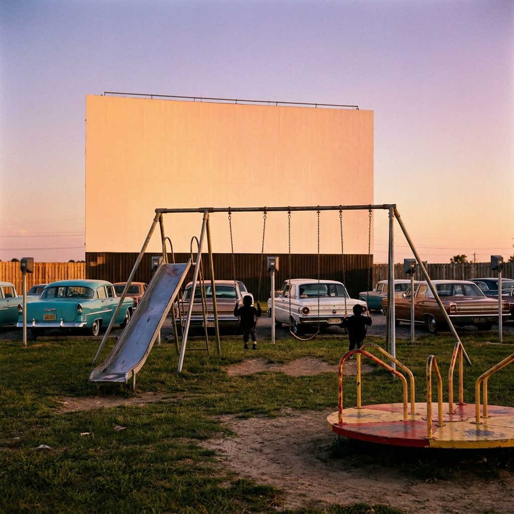 The Playground Under the Screen Where Kids Ran Wild Before the Show Started