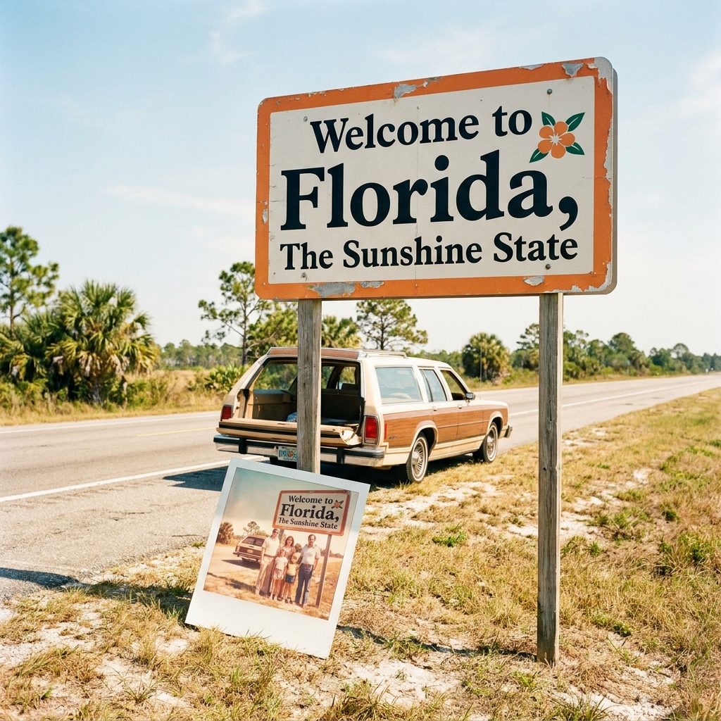 The Polaroid Somebody Took at the Welcome Sign That You Still Have in a Shoebox Somewhere