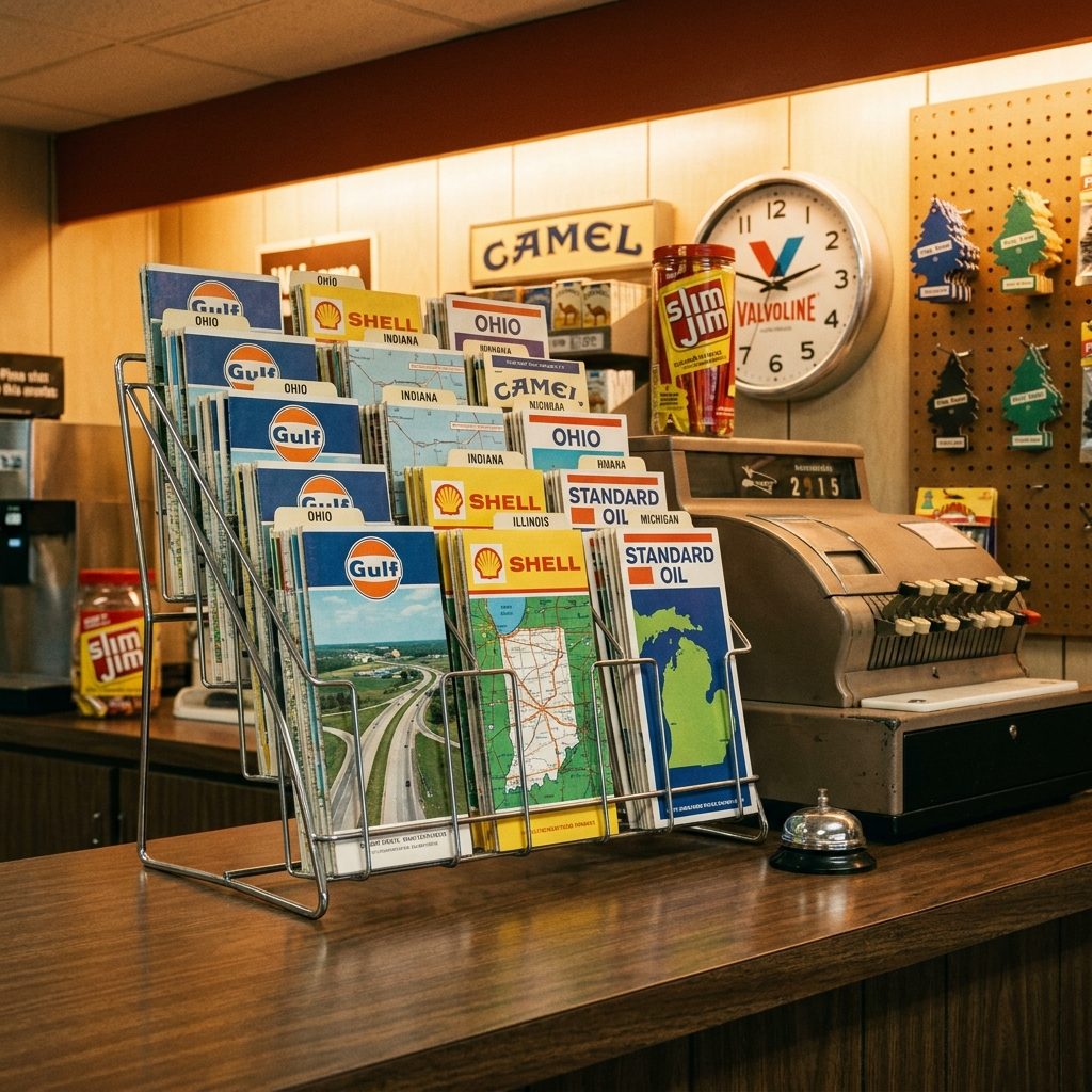 The Rack of Free Road Maps by the Register That Nobody Appreciated Until They Were Gone