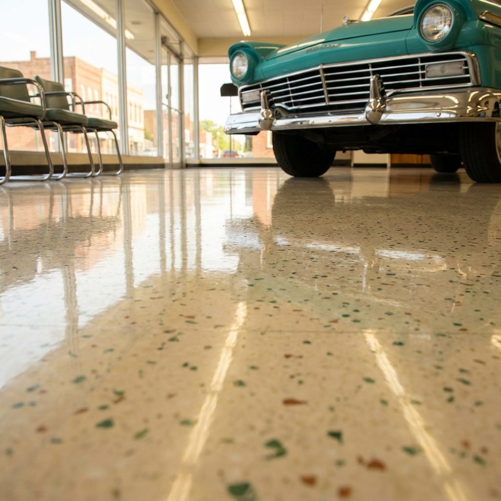 The Terrazzo Floor Polished So Hard You Could See the Undercarriage Reflected in It