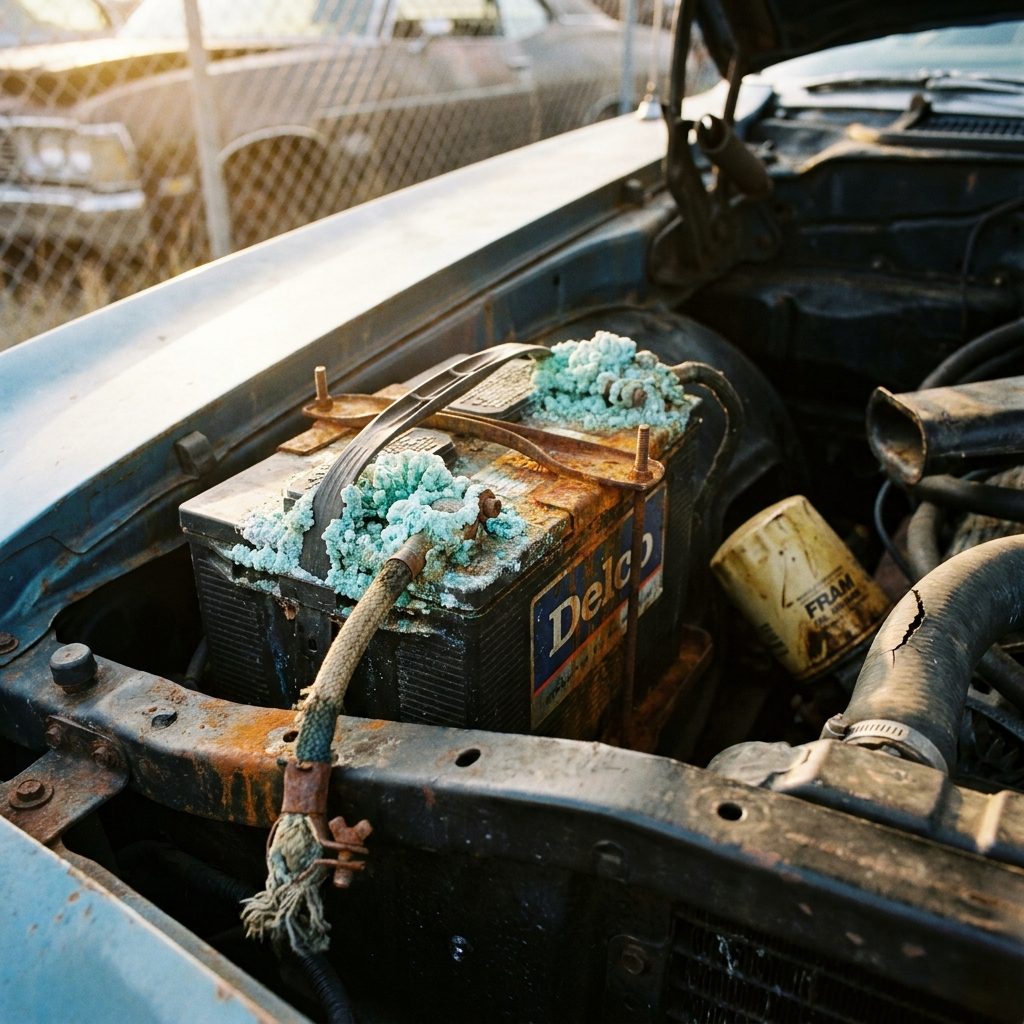The Battery Terminals So Corroded They Looked Like Blue Cauliflower