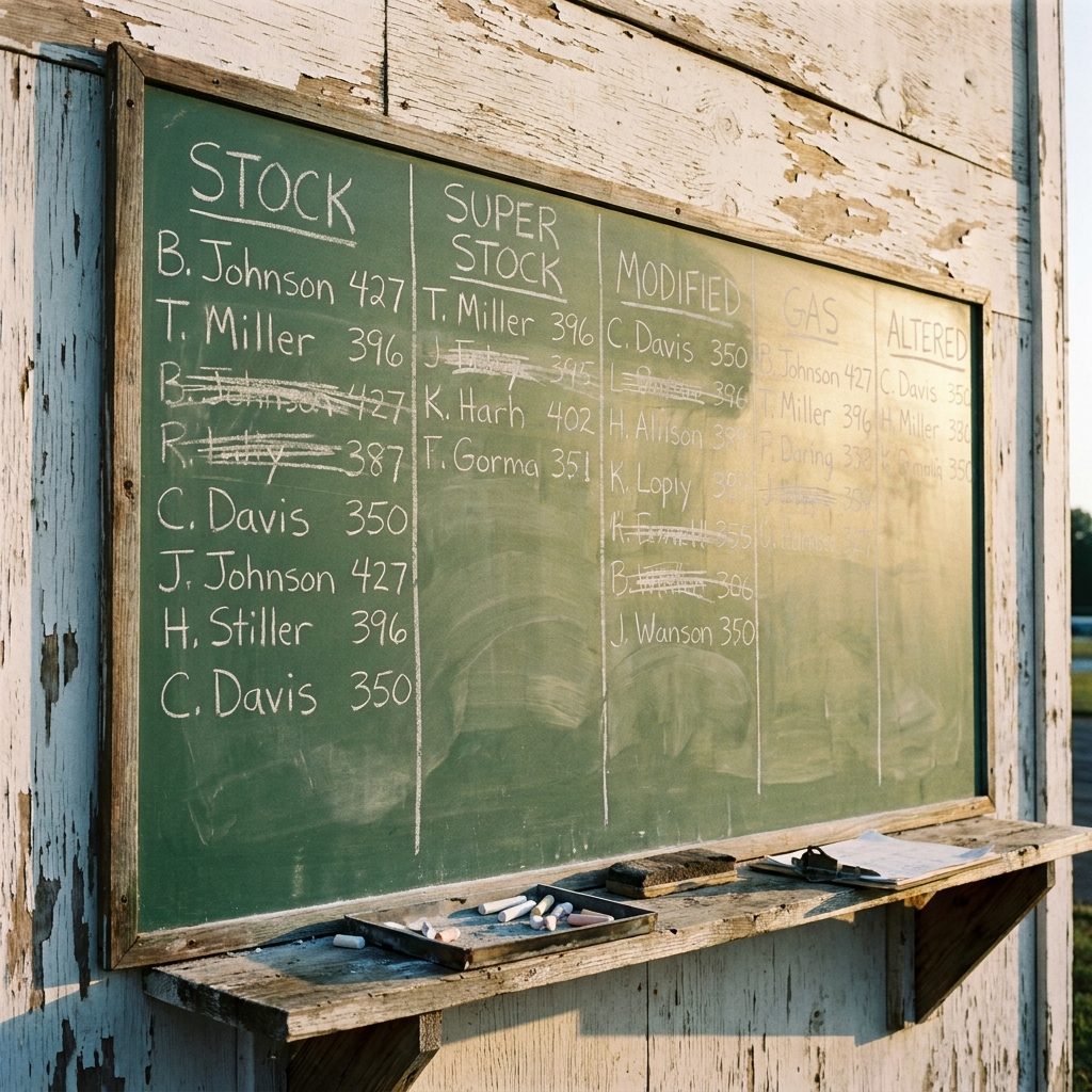 The Chalkboard Class Sheet Behind the Timing Tower