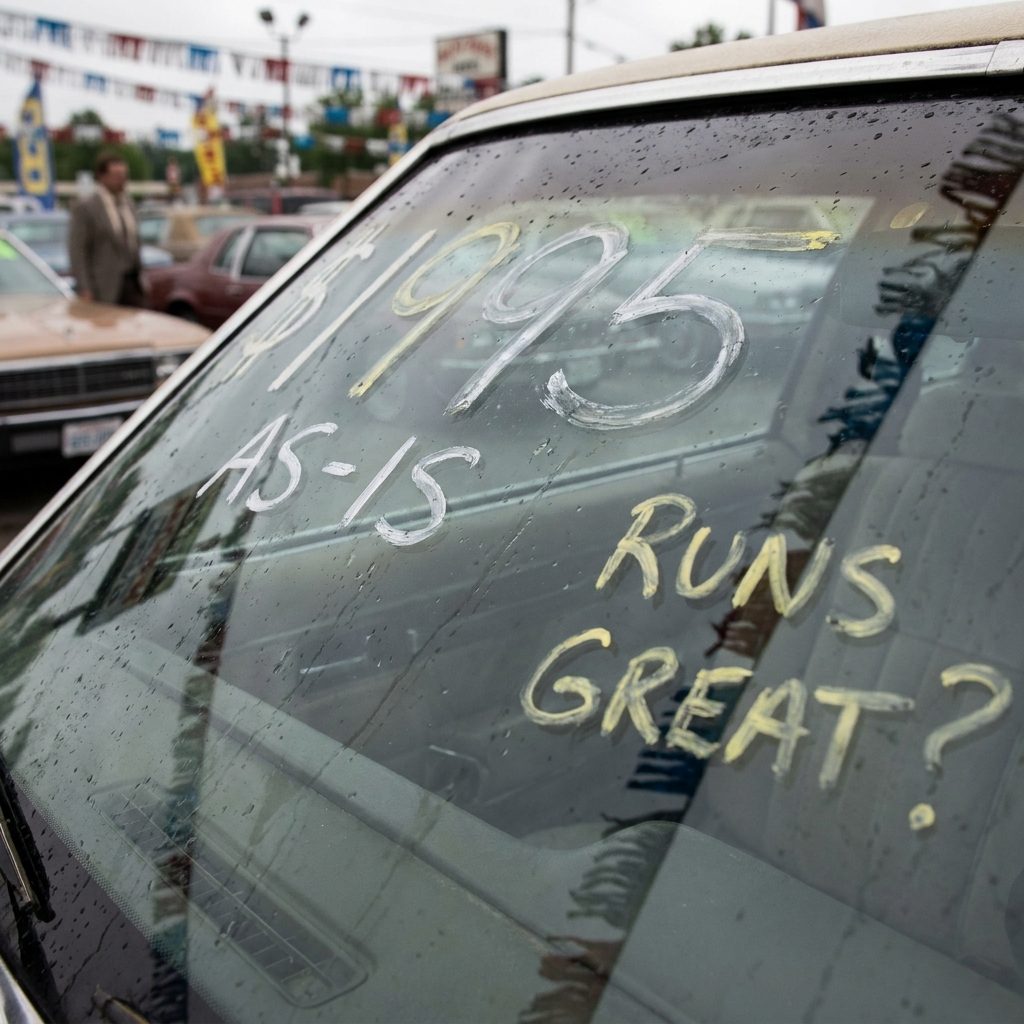 Dealer Markups Written on the Windshield in Grease Pencil