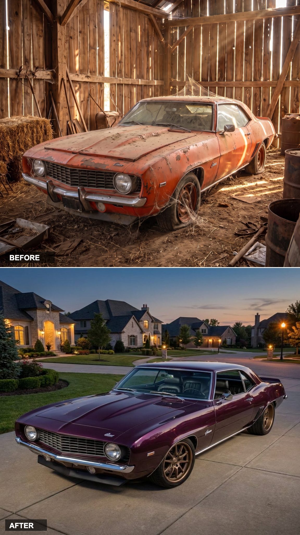 Deep Plum at Dusk: The Lowered, Blacked-Out Neighborhood Cruiser