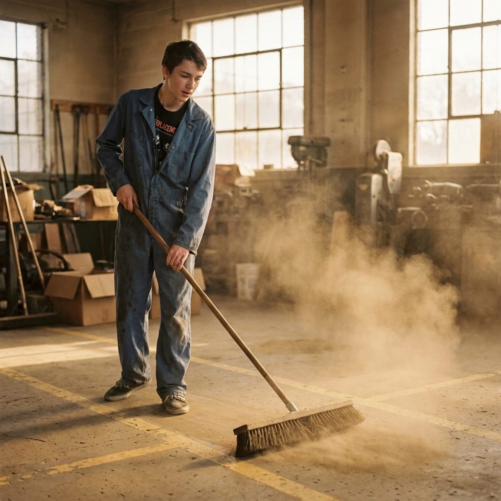 The Kid Sweeping the Floor