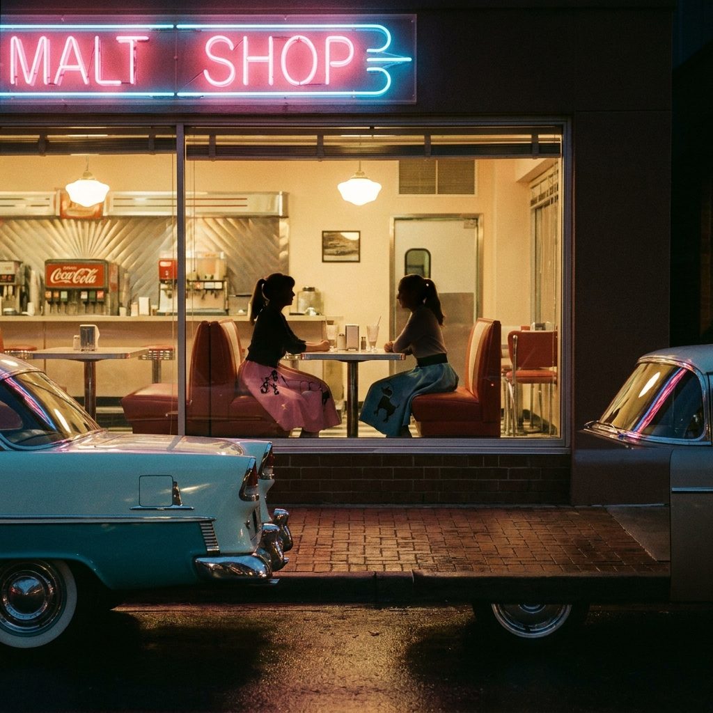 The Malt Shop Window Where the Girls Sat in the Booth by the Glass and Watched Who Drove By