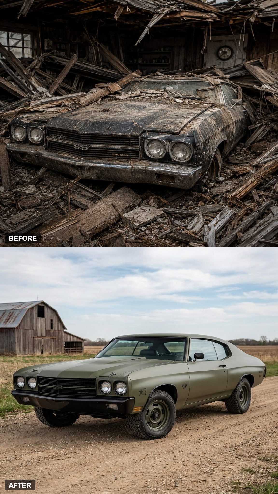 Matte Olive Paint Lets the Chevelle's Shape Do the Talking