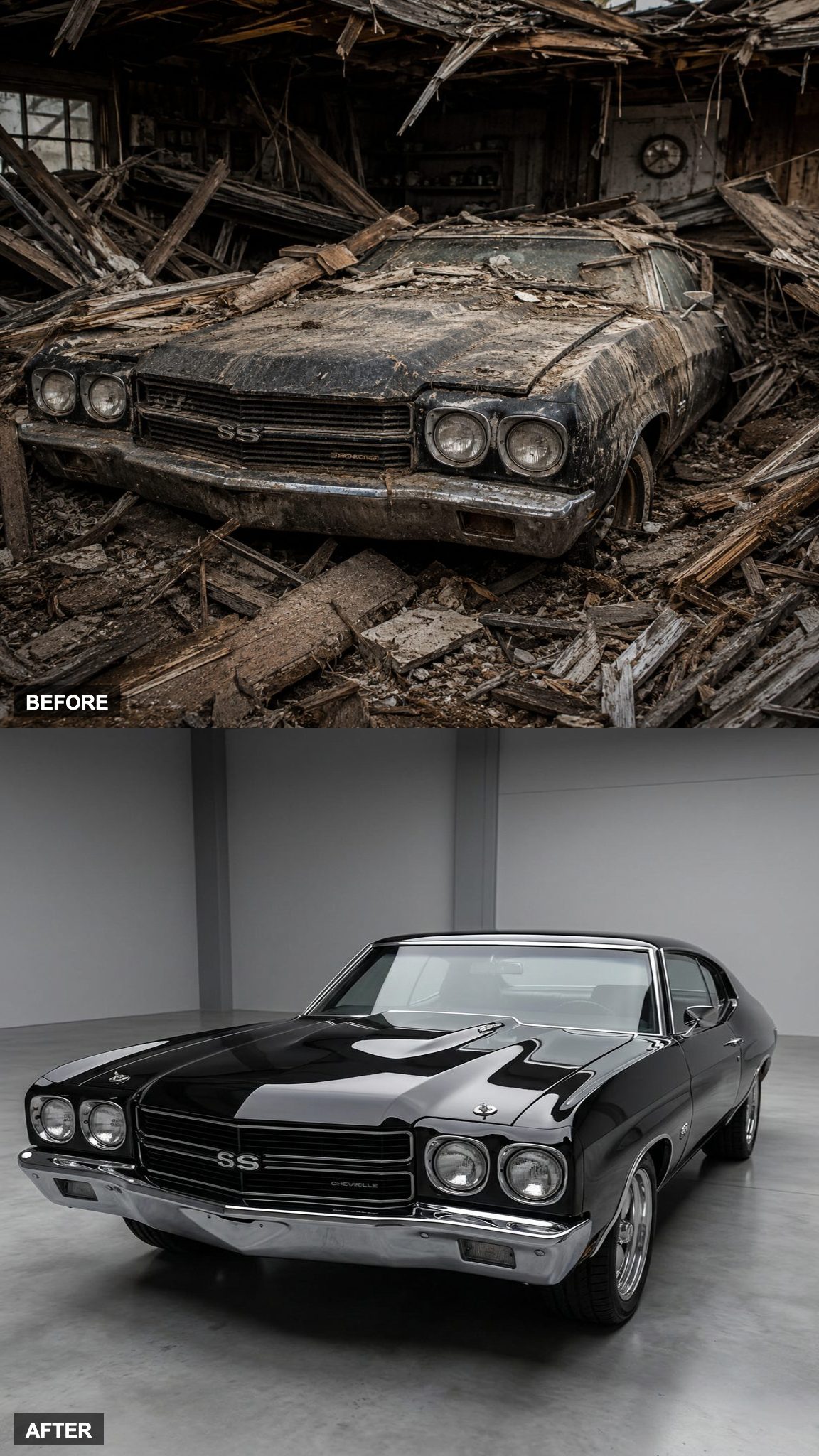 Mirror-Black Paint Turns the Chevelle Into a Rolling Reflection
