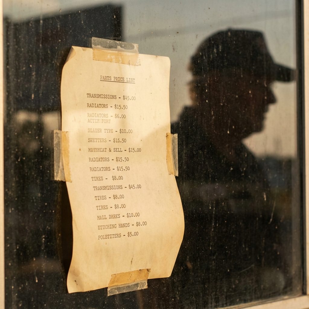 The Price List Taped to the Office Window That Dad Always Studied First