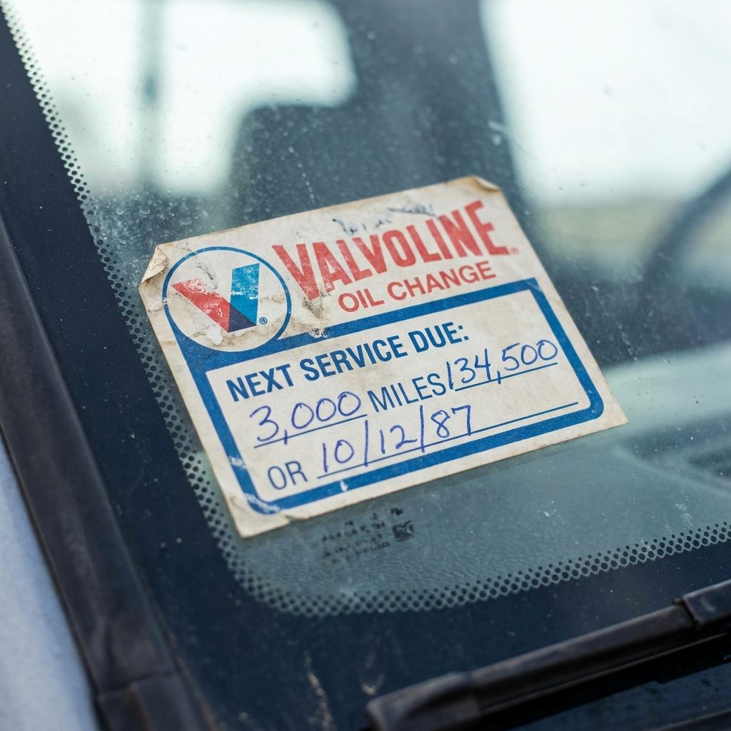 The Service Interval Sticker in the Windshield Corner That Owners Actually Read
