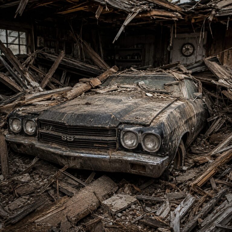 They Found a 1970 Chevelle Buried in a Collapsed Garage. See these 26 Before & After Rebuilds — Before