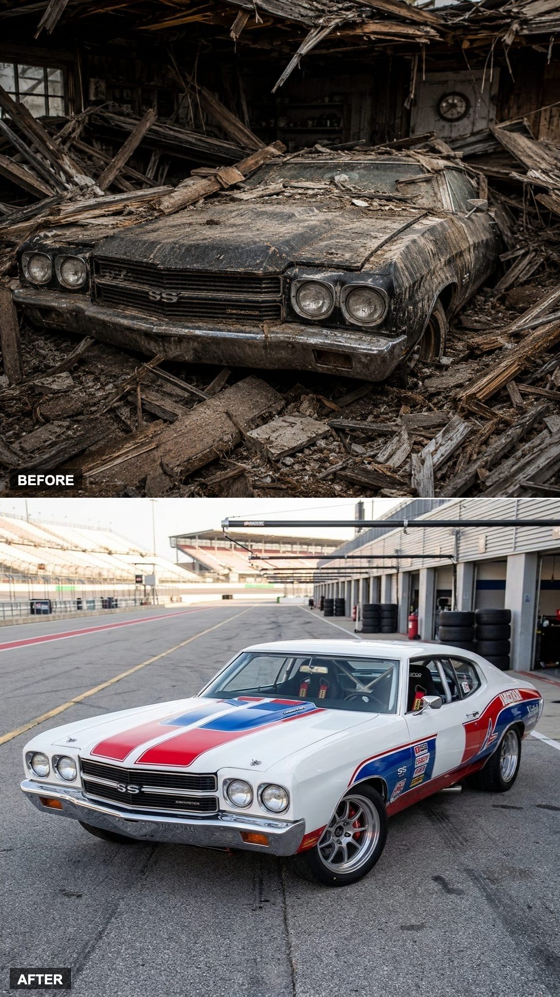 White Racing Livery and a Roll Cage Strip the Chevelle to Its Purpose
