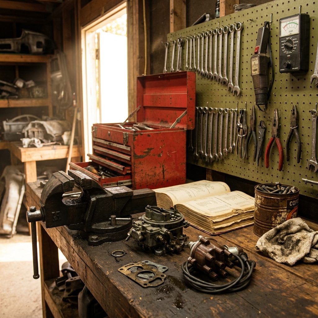 The Workbench Buried Under Parts Only Dad Understood