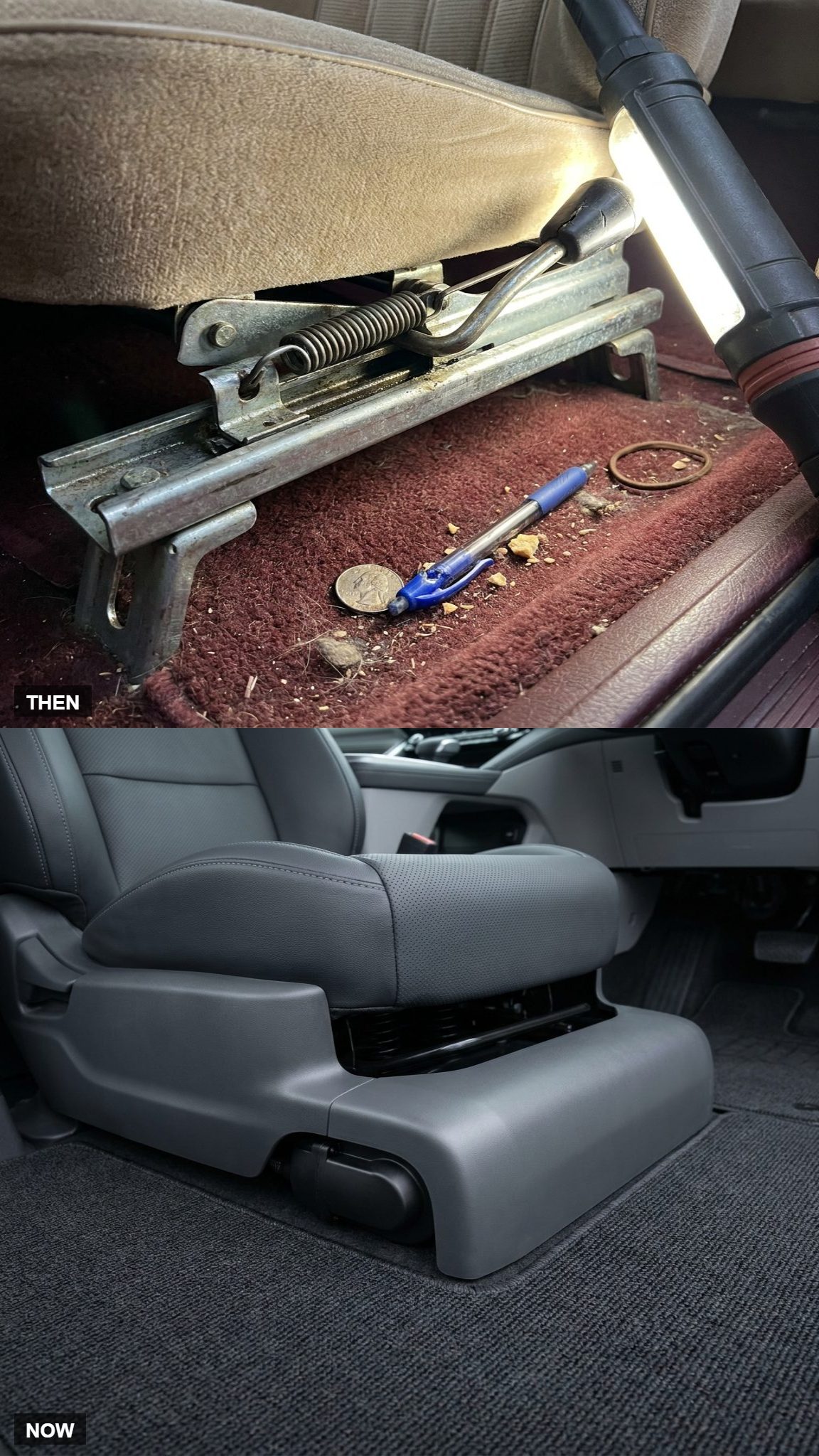 Exposed Metal Seat Rails You Barked Your Shin On vs. Tracks You Never See