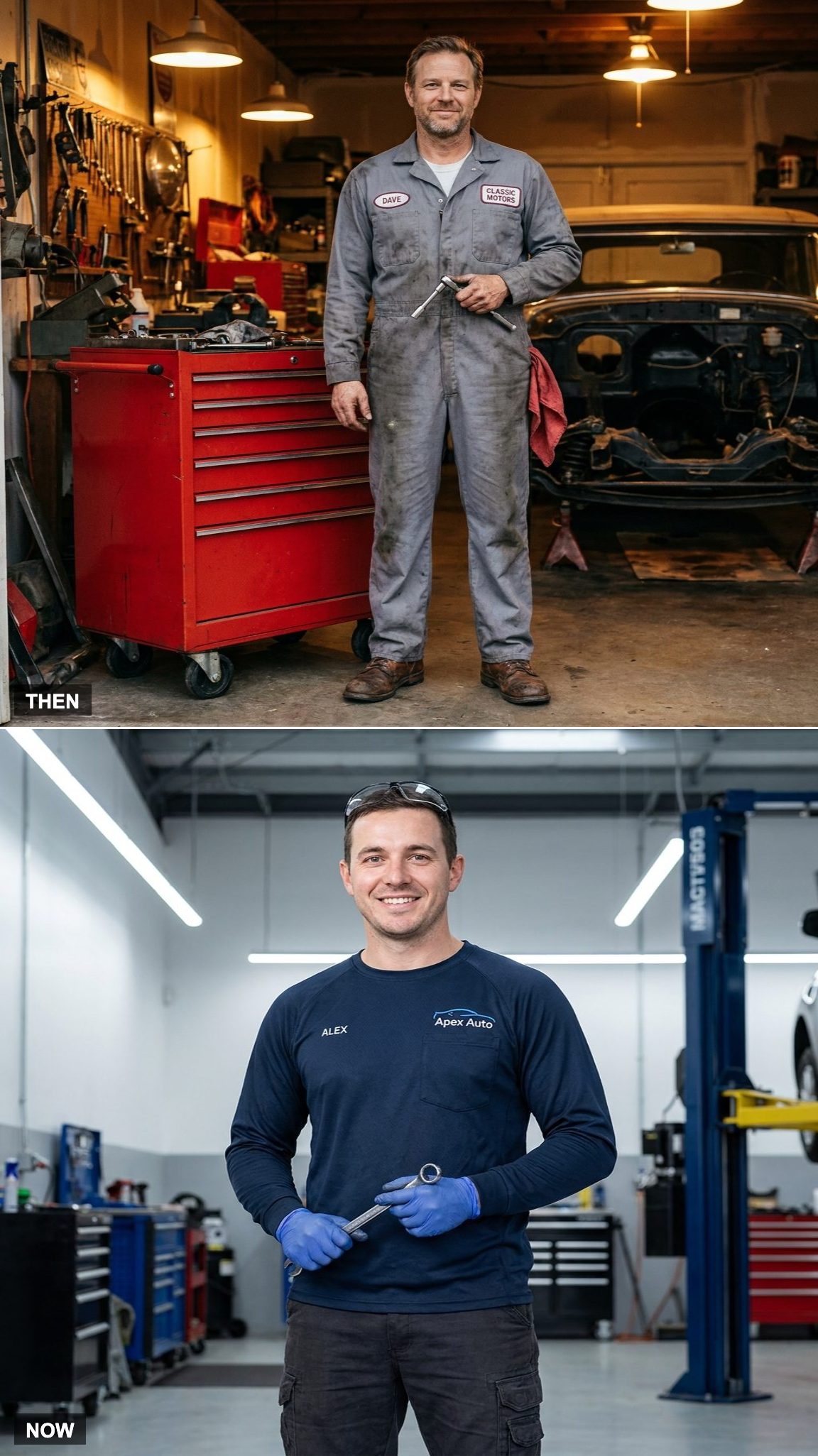 Mechanic Uniforms: Gray Coveralls and Rag in the Pocket