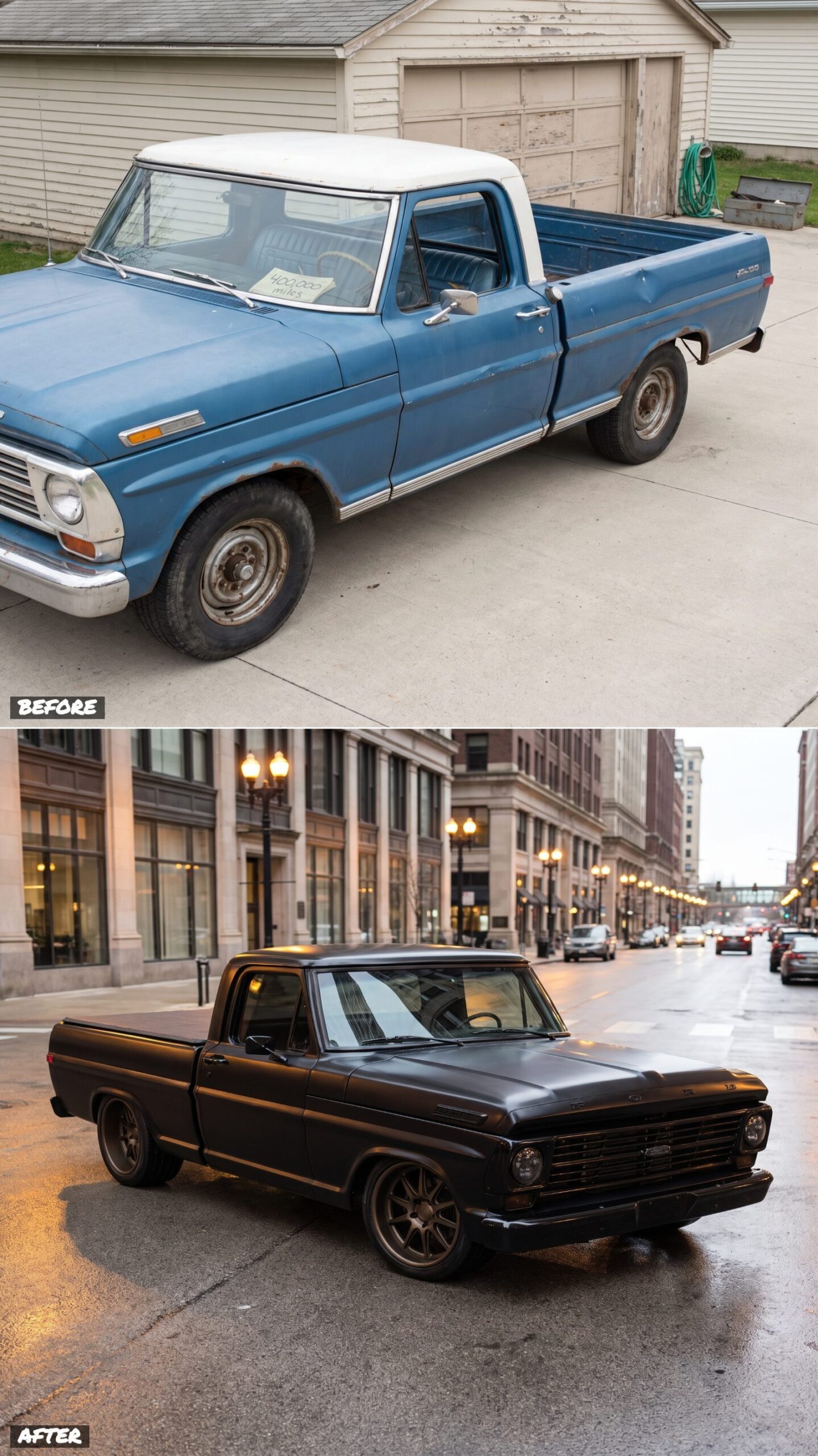 Blacked-Out Modern Street Truck with Bronze Wheels and Suede Bed