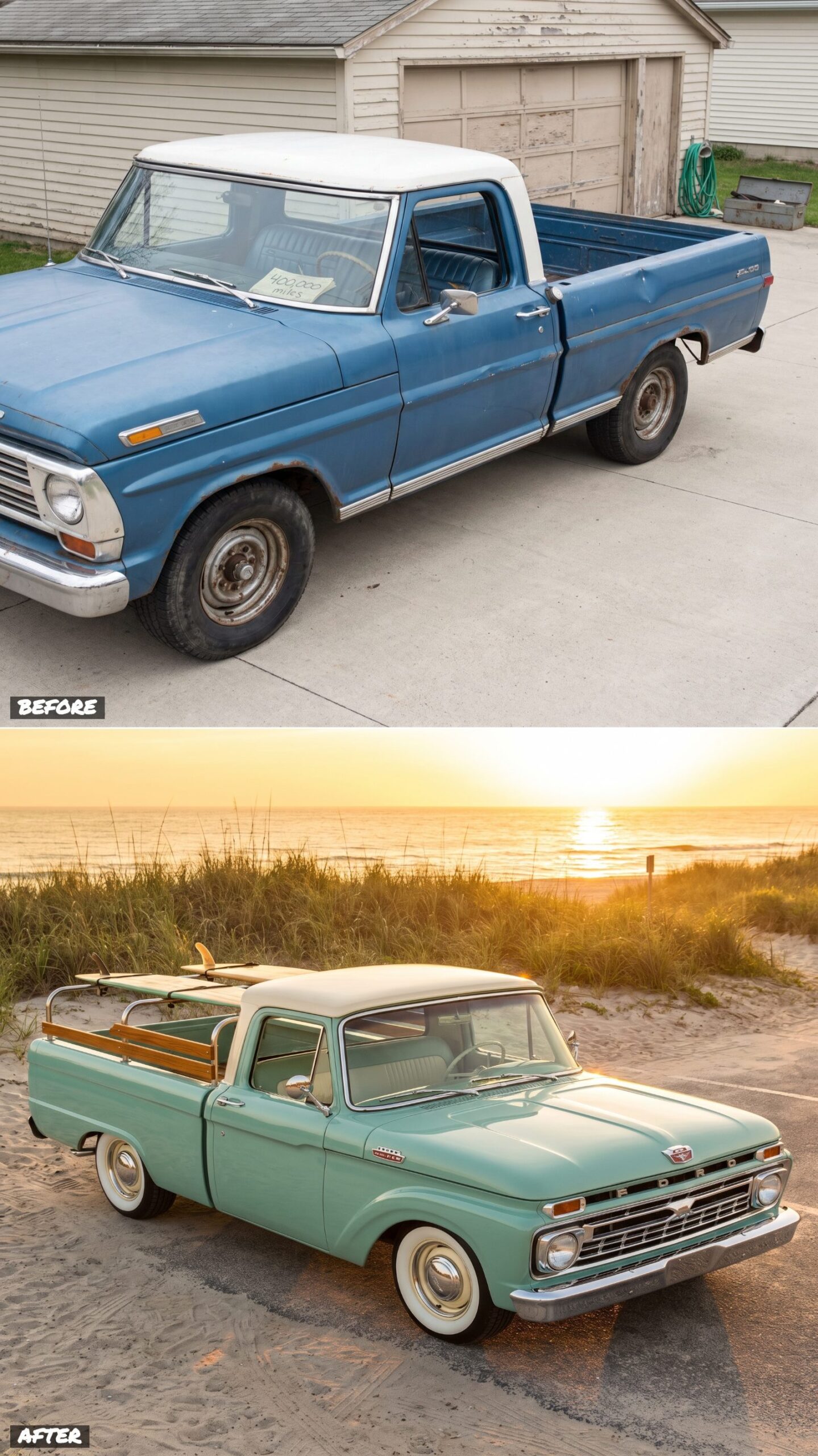 Coastal Woodie-Bed Beach Hauler in Seafoam and Teak