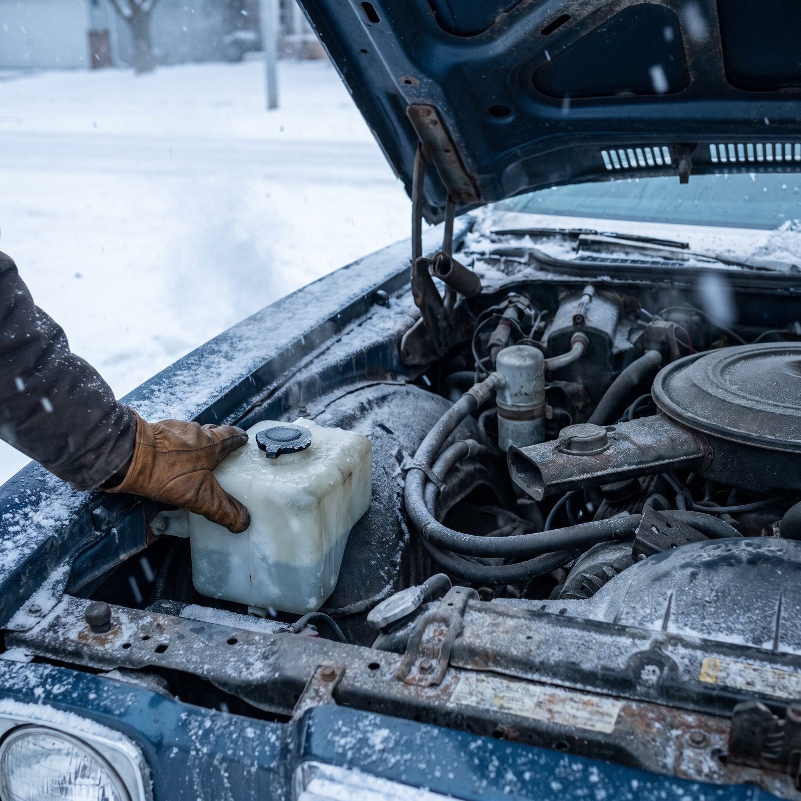 Finding the Windshield-Washer Fluid Frozen Solid