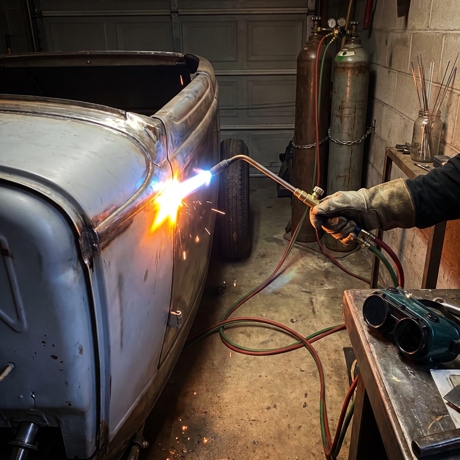 Gas-Welding Body Panels Before MIG Welders Were Common