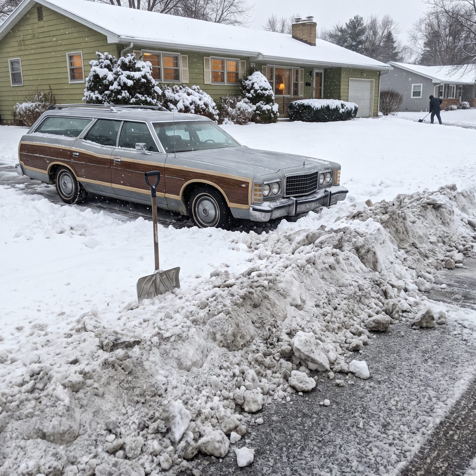 Getting Trapped Behind the Hard Snowbank Left by a Plow
